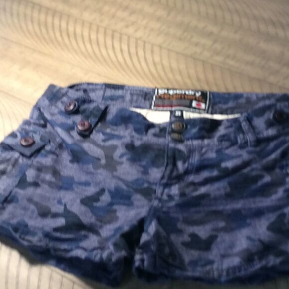 Superdry Regiment Blue Camo Cargoshorts pockets XS - Picture 8 of 13